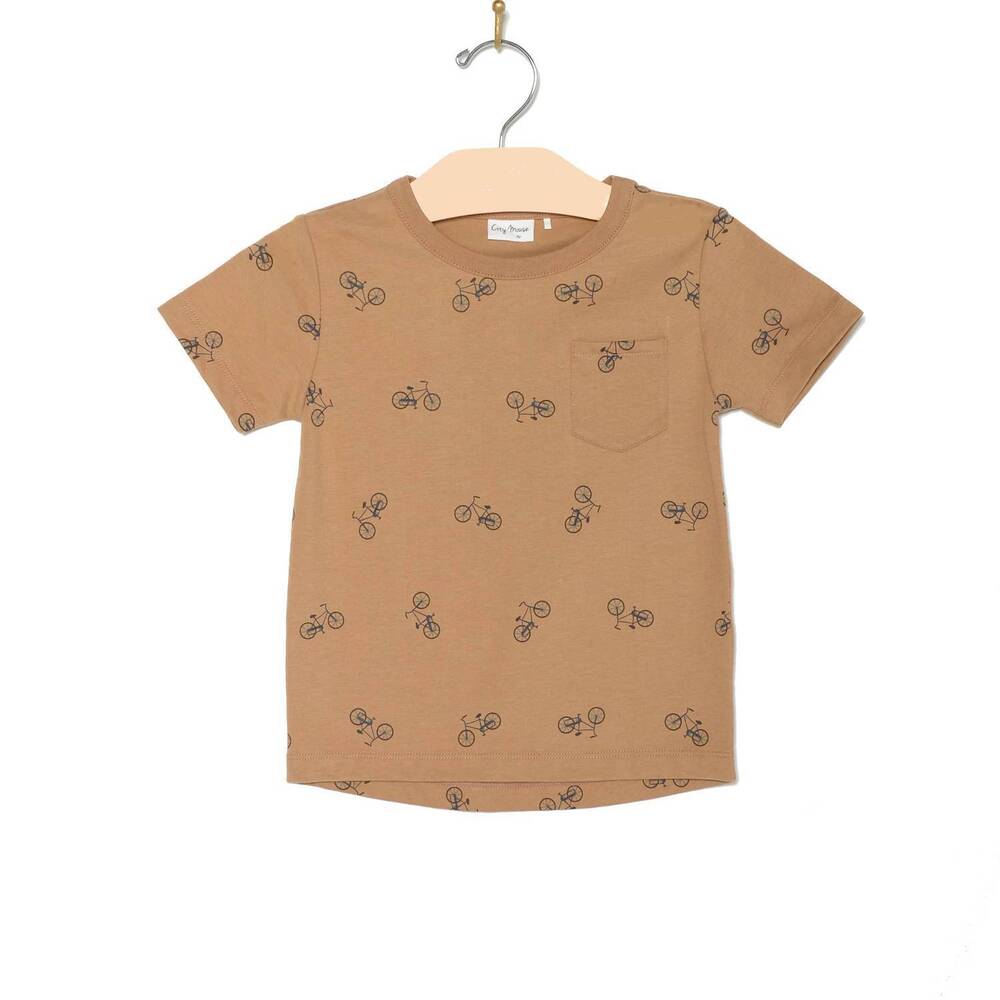 NEW CITY MOUSE kids bicycle pocket tee in beige